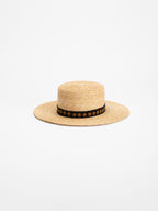 Kingston handmade straw fedora hat with Rwandan beaded band, side view