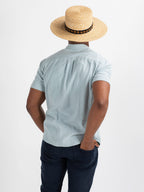 Man wearing Kingston handmade straw fedora hat